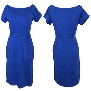 Payeel Blue Boatneck Tie Front Dress with Pockets Size Medium NEW
